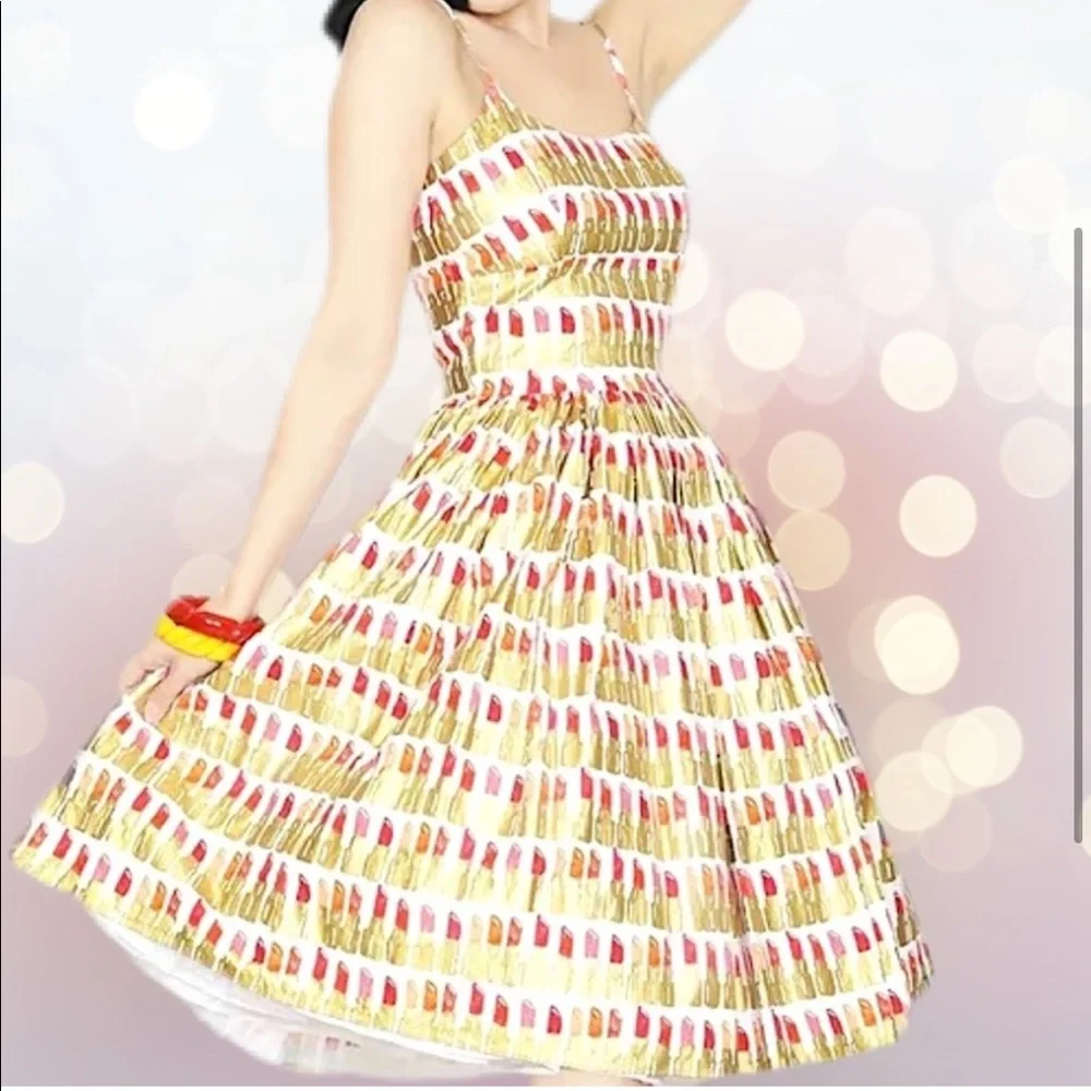 BERNIE DEXTER CHELSEA LIPSTICK PIN UP DRESS, RARE!!! XS - Picture 3 of 7